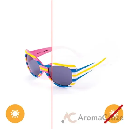 Picture of Kids Solize - Over the Rainbow - White Striped to Pink Striped by Delsol for Kids - 1 Pc Sunglasses