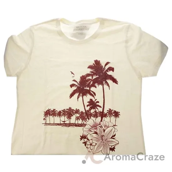 Picture of Womens Boyfriend Tee - Palms and Floral Sunset by Delsol for Women - 1 Pc T-Shirt (XL)