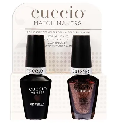 Picture of Match Makers Set - Brownie Points by Cuccio Colour for Women - 2 Pc 0.44oz Veneer Soak Of Gel Nail Polish, 0.43oz Colour Nail Polish