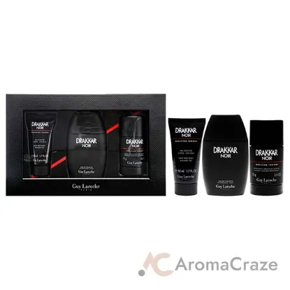 Picture of Drakkar Noir - 2021 by Guy Laroche for Men - 3 Pc Gift Set 3.4oz EDT Spray, 2.6oz Deodorant Stick, 1.7oz Shower Gel
