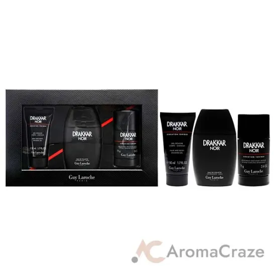 Picture of Drakkar Noir - 2021 by Guy Laroche for Men - 3 Pc Gift Set 3.4oz EDT Spray, 2.6oz Deodorant Stick, 1.7oz Shower Gel