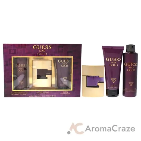 Picture of Guess Gold by Guess for Men - 3 Pc Gift Set 2.5oz EDT Spray, 6.0oz Deodorizing Body Spray, 6.7oz Shower Gel