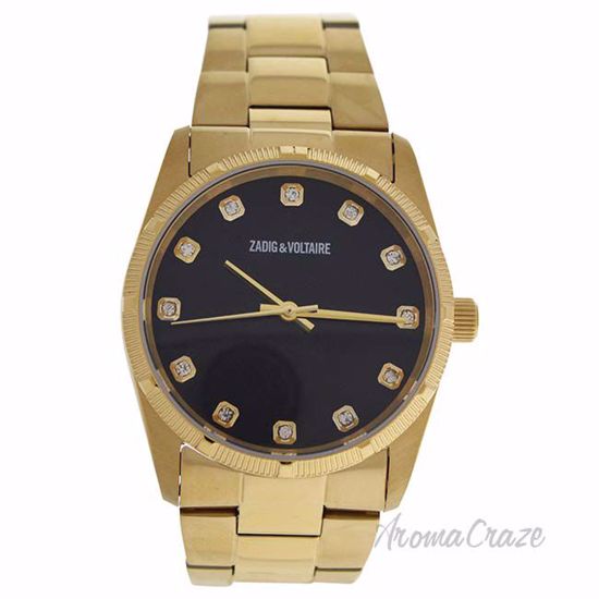 ZVF221 Black Dial/Gold Stainless Steel Bracelet Watch by Zad