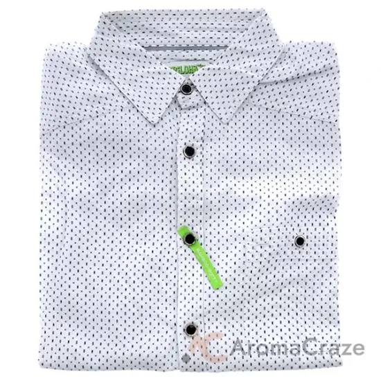 Picture of Bamboo Woven Button-Up - Navy-White Geometric by Cariloha for Men - 1 Pc T-Shirt (M)