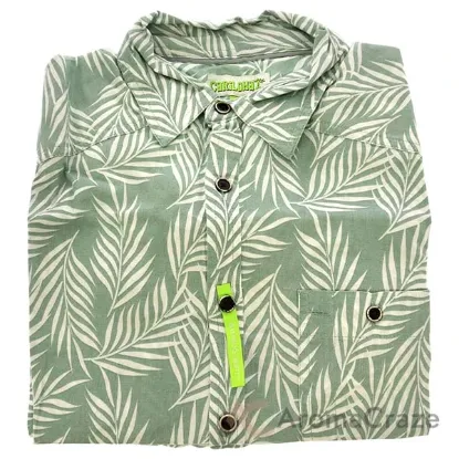 Picture of Bamboo Woven Button-Up Shirt - Ocean Green Foliage Print by Cariloha for Men - 1 Pc Shirt (S)