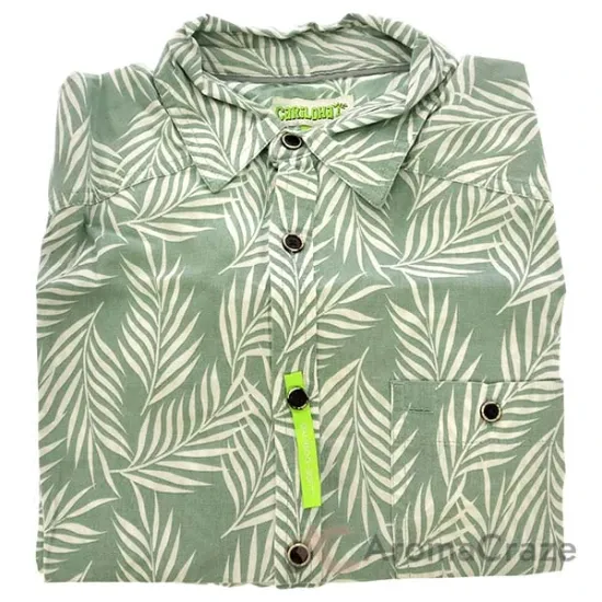 Picture of Bamboo Woven Button-Up Shirt - Ocean Green Foliage Print by Cariloha for Men - 1 Pc Shirt (S)