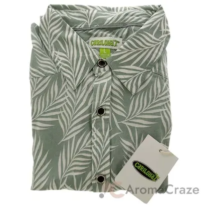 Picture of Bamboo Woven Button-Up Shirt - Ocean Green Foliage Print by Cariloha for Men - 1 Pc Shirt (L)