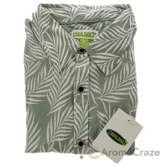 Picture of Bamboo Woven Button-Up Shirt - Ocean Green Foliage Print by Cariloha for Men - 1 Pc Shirt (L)