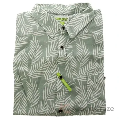 Picture of Bamboo Woven Button-Up - Ocean Green Foliage Print by Cariloha for Men - 1 Pc Shirt (2XL)
