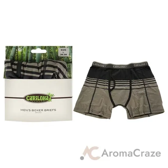 Picture of Bamboo Boxer Briefs - Shoreline Gray Stripe by Cariloha for Men - 1 Pc Boxer (L)