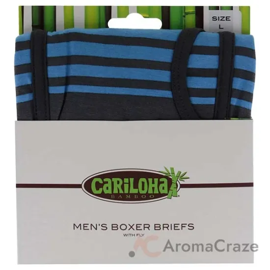 Picture of Bamboo Boxer Briefs - Caribbean Blue Stripe by Cariloha for Men - 1 Pc Boxer (L)