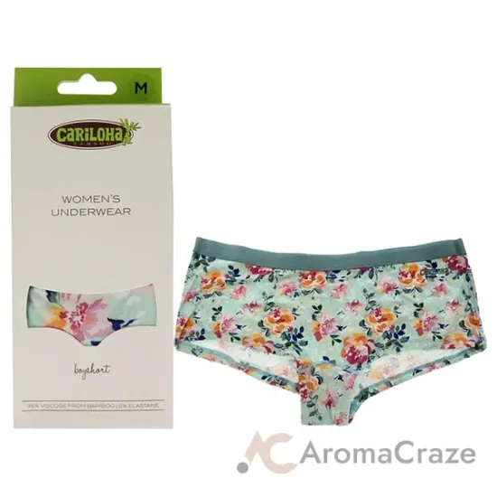 Picture of Bamboo Boyshort Briefs - Aqua Floral by Cariloha for Women - 1 Pc Underwear (M)