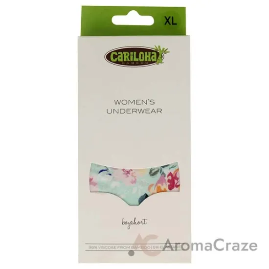 Picture of Bamboo Boyshort Briefs - Aqua Floral by Cariloha for Women - 1 Pc Underwear (XL)