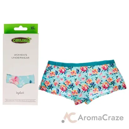 Picture of Bamboo Boyshort Briefs - Aqua Floral by Cariloha for Women - 1 Pc Underwear (2XL)