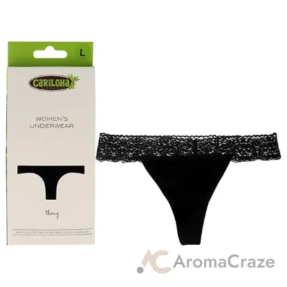 Picture of Bamboo Lace Thong - Black by Cariloha for Women - 1 Pc Underwear (L)