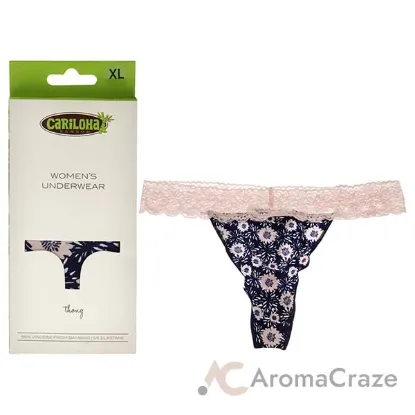 Picture of Bamboo Lace Thong - Navy Floral by Cariloha for Women - 1 Pc Underwear (XL)