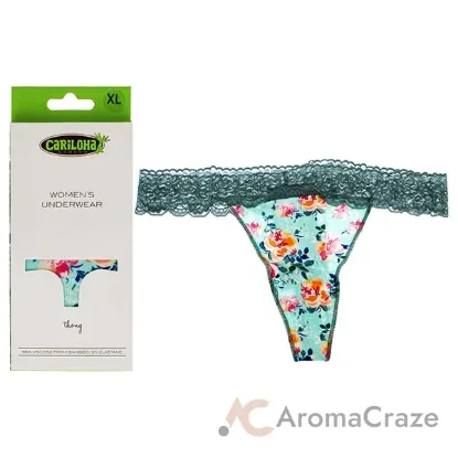 Picture of Bamboo Lace Thong - Aqua Floral by Cariloha for Women - 1 Pc Underwear (XL)