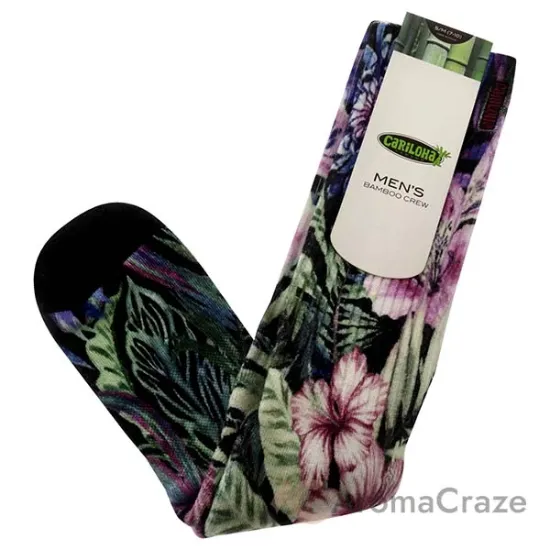 Picture of Bamboo Printed Crew Socks - Foliage Black by Cariloha for Men - 1 Pair Socks (S/M)