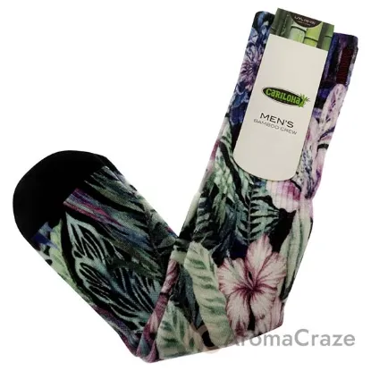 Picture of Bamboo Printed Crew Socks - Foliage Black by Cariloha for Men - 1 Pair Socks (L/XL)