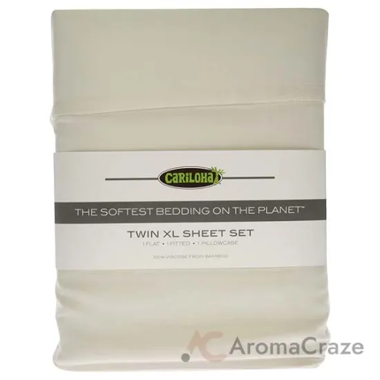 Picture of Classic Bamboo Bed Sheet Set - Ivory-Twin XL by Cariloha for Unisex - 4 Pc Flatt Sheet, Fitted Sheet, 2 Pillow Cases