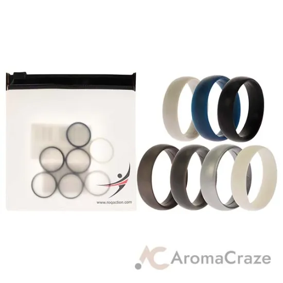 Picture of Silicone Wedding 6mm Smooth Solid Ring Set by ROQ for Men - 7 x 7 mm Ring