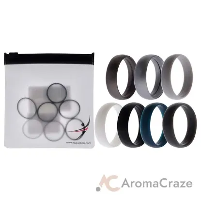 Picture of Silicone Wedding 6mm Smooth Solid Ring Set by ROQ for Men - 7 x 11 mm Ring