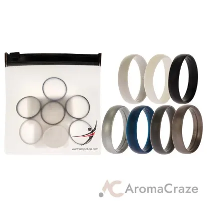 Picture of Silicone Wedding 6mm Smooth Solid Ring Set by ROQ for Men - 7 x 14 mm Ring