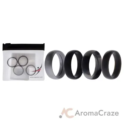 Picture of Silicone Wedding 6mm Smooth Ring Set - Black Camo by ROQ for Men - 4 x 7 mm Ring