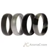 Picture of Silicone Wedding 6mm Smooth Ring Set - Black Camo by ROQ for Men - 4 x 10 mm Ring