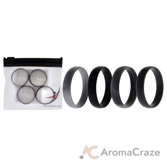 Picture of Silicone Wedding 6mm Smooth Ring Set - Black Camo by ROQ for Men - 4 x 14 mm Ring