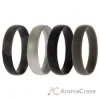 Picture of Silicone Wedding 6mm Smooth Ring Set - Black Camo by ROQ for Men - 4 x 15 mm Ring