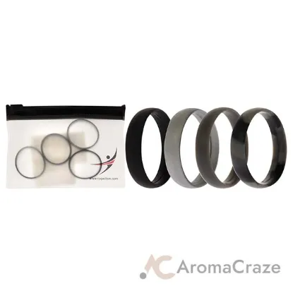 Picture of Silicone Wedding 6mm Smooth Ring Set - Black Camo by ROQ for Men - 4 x 16 mm Ring