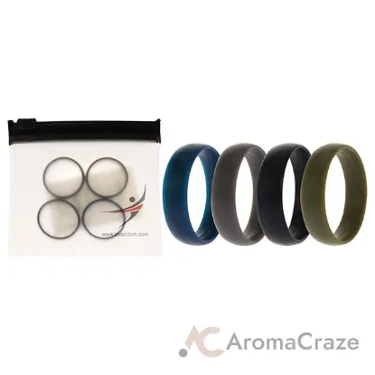 Picture of Silicone Wedding 6mm Smooth Ring Solid Set by ROQ for Men - 4 x 10 mm Ring