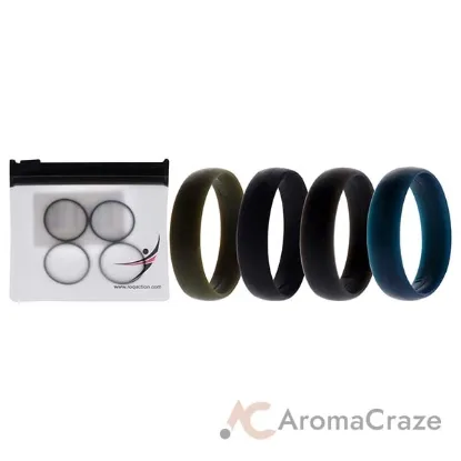 Picture of Silicone Wedding 6mm Smooth Ring Solid Set by ROQ for Men - 4 x 11 mm Ring
