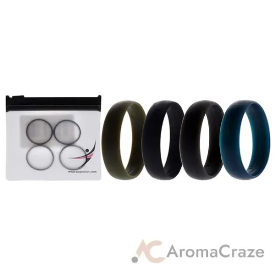 Picture of Silicone Wedding 6mm Smooth Ring Solid Set by ROQ for Men - 4 x 11 mm Ring