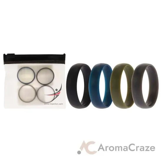 Picture of Silicone Wedding 6mm Smooth Ring Solid Set by ROQ for Men - 4 x 12 mm Ring