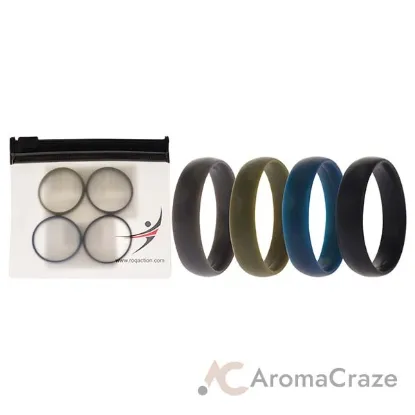 Picture of Silicone Wedding 6mm Smooth Ring Solid Set by ROQ for Men - 4 x 13 mm Ring