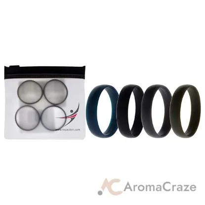 Picture of Silicone Wedding 6mm Smooth Ring Solid Set by ROQ for Men - 4 x 14 mm Ring