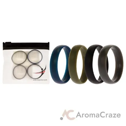 Picture of Silicone Wedding 6mm Smooth Ring Solid Set by ROQ for Men - 4 x 15 mm Ring