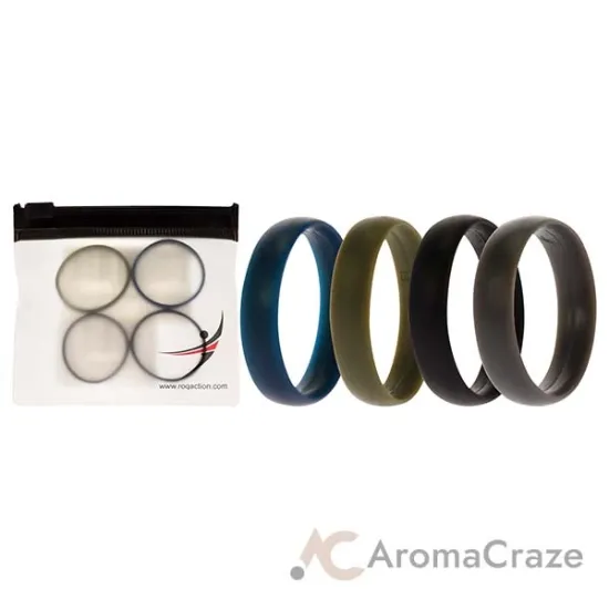 Picture of Silicone Wedding 6mm Smooth Ring Solid Set by ROQ for Men - 4 x 15 mm Ring