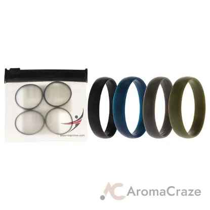 Picture of Silicone Wedding 6mm Smooth Ring Solid Set by ROQ for Men - 4 x 16 mm Ring