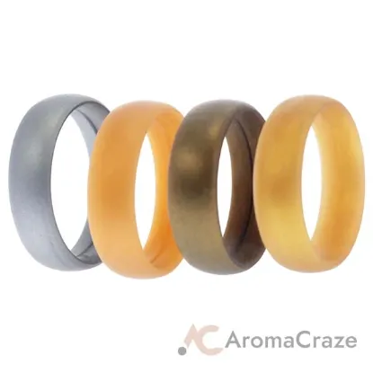 Picture of Silicone Wedding 6mm Smooth Ring Set - Metal by ROQ for Men - 4 x 7 mm Ring