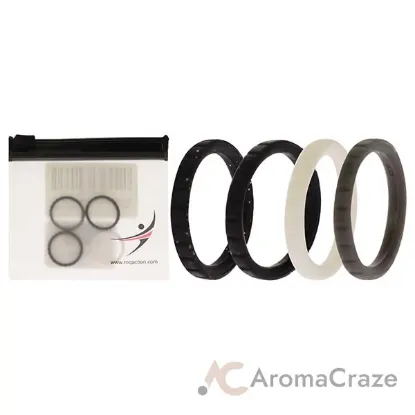 Picture of Silicone Wedding Stackble Lines Ring Set -Black-White by ROQ for Women - 4 x 4 mm Ring