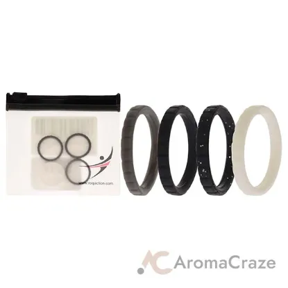 Picture of Silicone Wedding Stackble Lines Ring Set -Black-White by ROQ for Women - 4 x 5 mm Ring