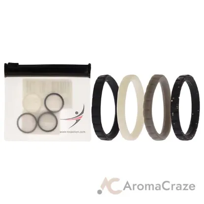 Picture of Silicone Wedding Stackble Lines Ring Set -Black-White by ROQ for Women - 4 x 6 mm Ring