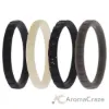 Picture of Silicone Wedding Stackble Lines Ring Set -Black-White by ROQ for Women - 4 x 7 mm Ring