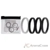 Picture of Silicone Wedding Stackble Lines Ring Set - Black-White by ROQ for Women - 4 x 8 mm Ring