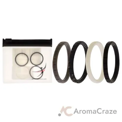 Picture of Silicone Wedding Stackble Lines Ring Set -Black-White by ROQ for Women - 4 x 10 mm Ring