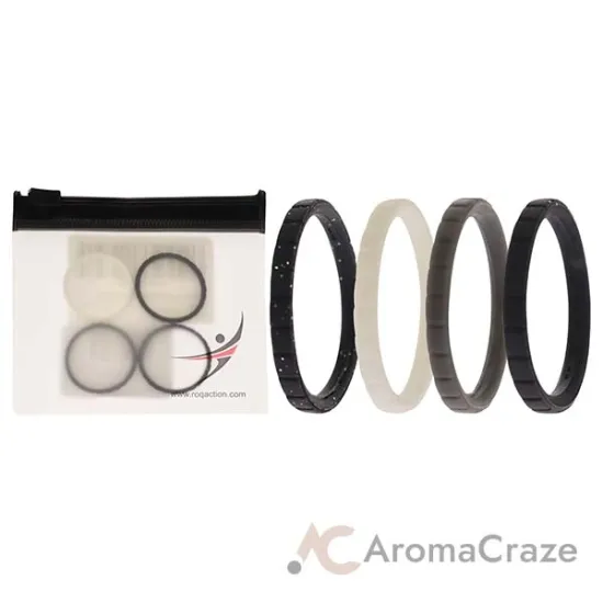 Picture of Silicone Wedding Stackble Lines Ring Set -Black-White by ROQ for Women - 4 x 11 mm Ring