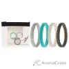 Picture of Silicone Wedding Stackble Lines Ring Set - Turquoise by ROQ for Women - 4 x 5 mm Ring